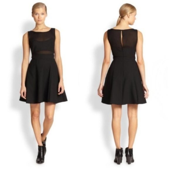 Elizabeth and James Dresses & Skirts - Elizabeth & James Sheer Panel Flare Dress Black